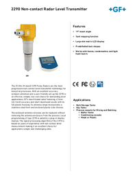 Thumbnail of document Data Sheet - 2290 Radar Level Transmitter
